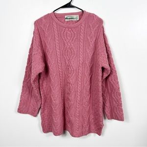 Aran Crafts Pink Cable Knit Sweater